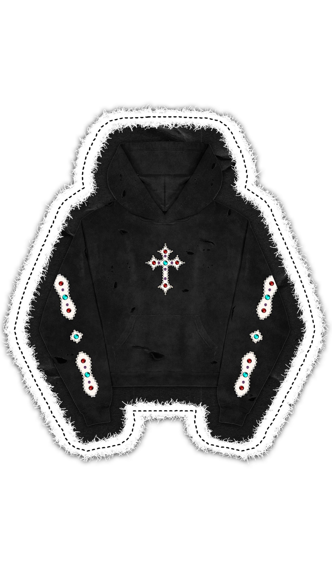STUDDED CROSS HOODIE