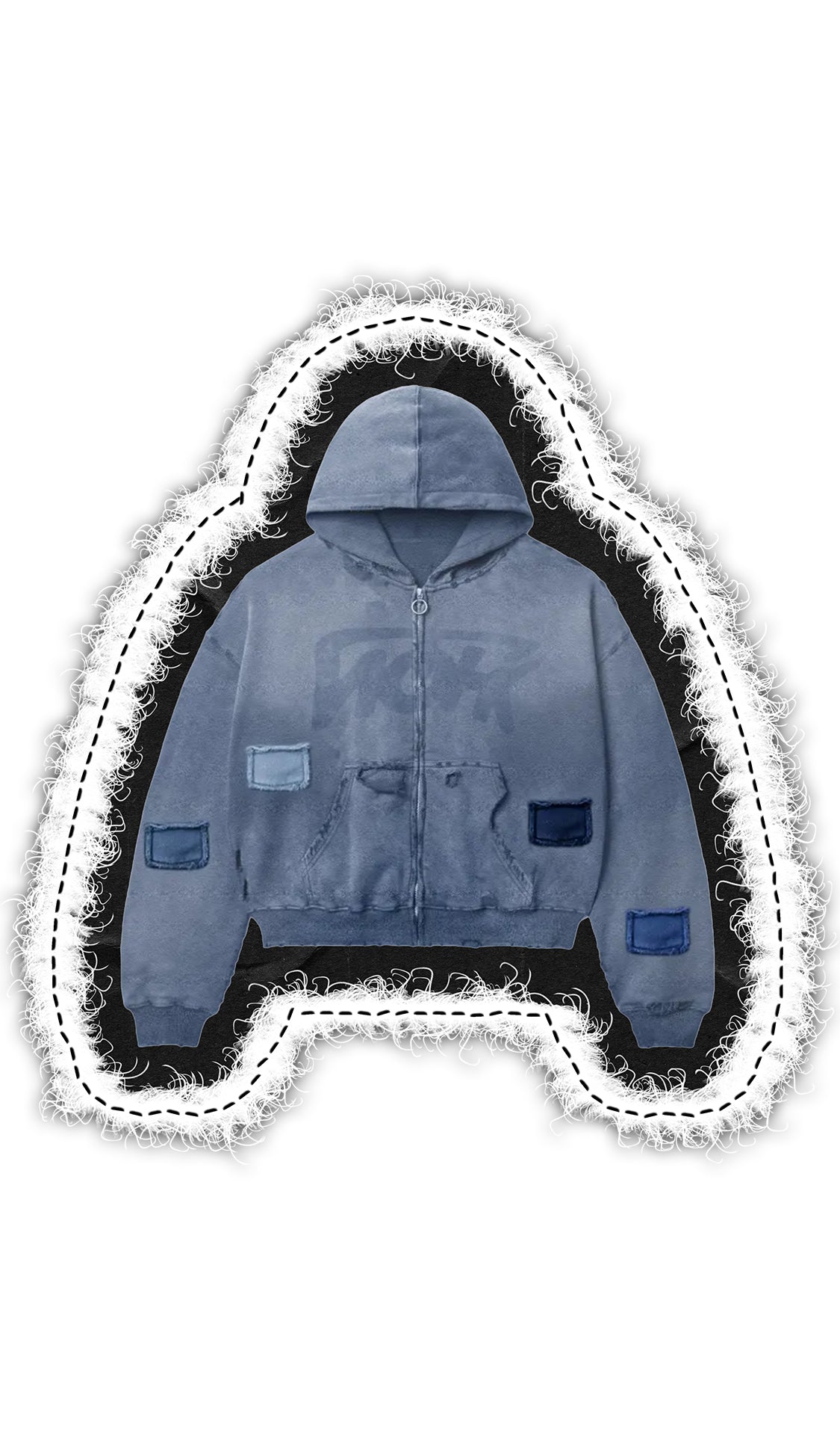 DESTROYED ZIP UP