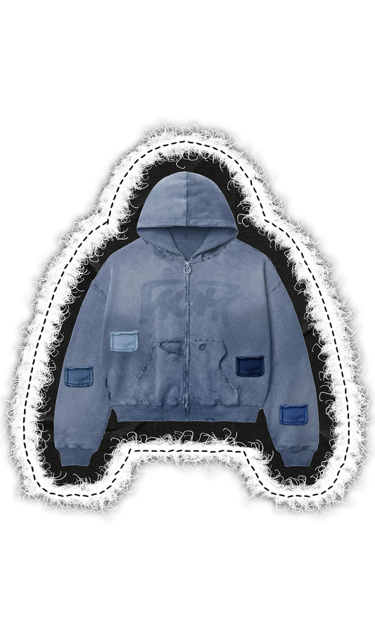 DESTROYED ZIP UP